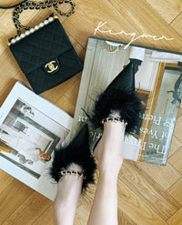 Black Ostrich Hair Heels