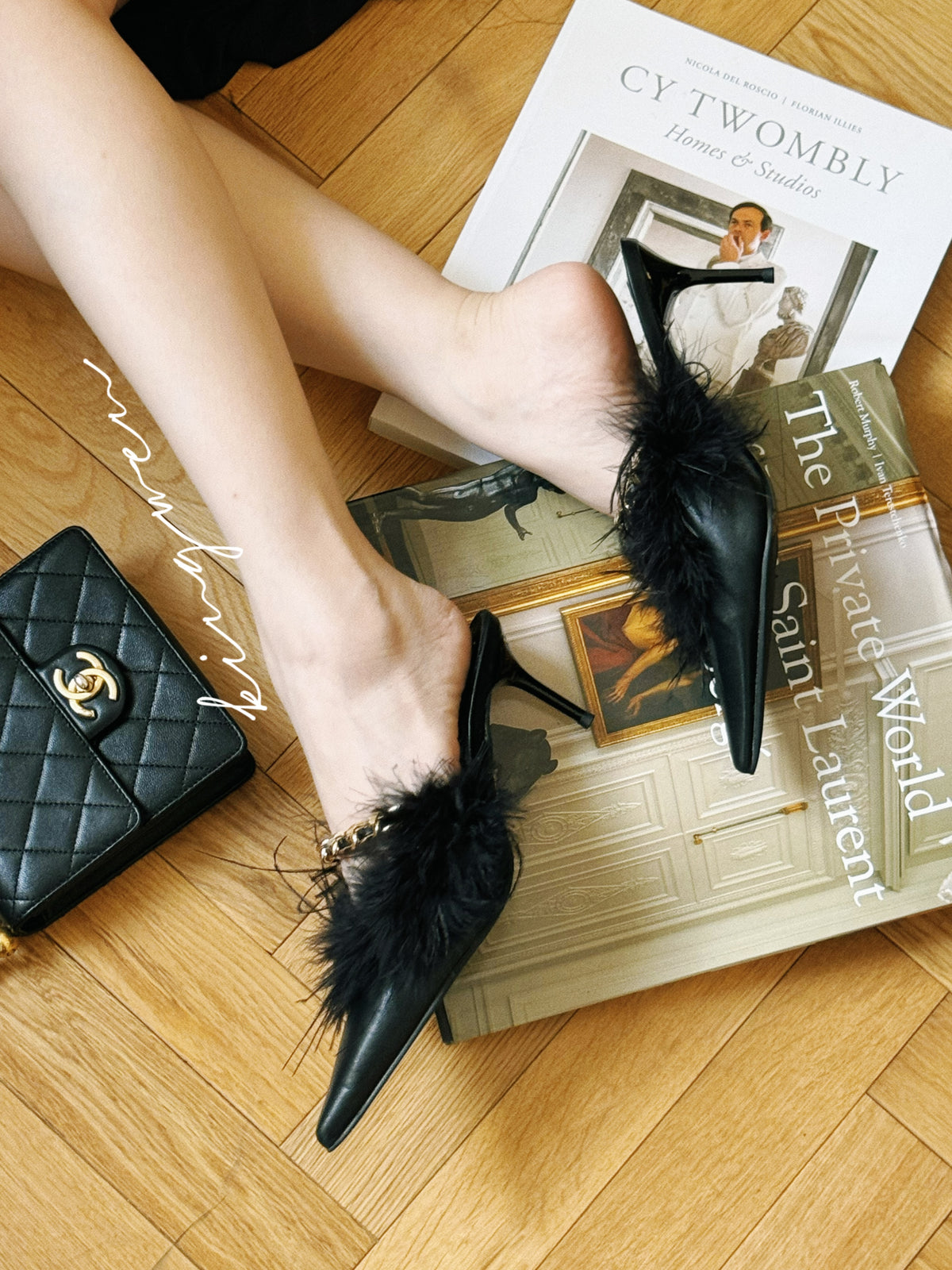 Black Ostrich Hair Heels