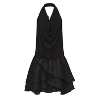 Black Halter Petal Santin Dress