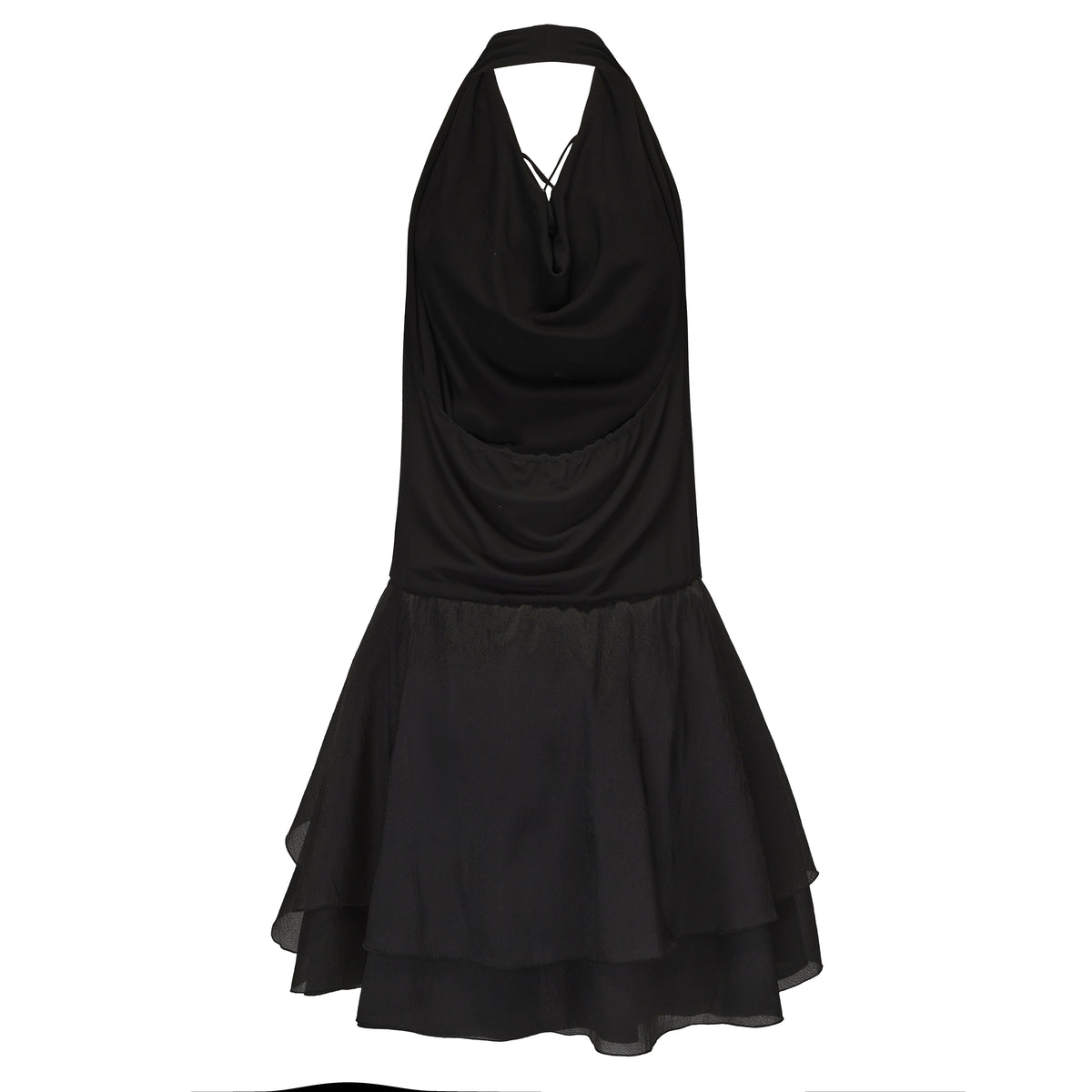 Black Halter Petal Santin Dress