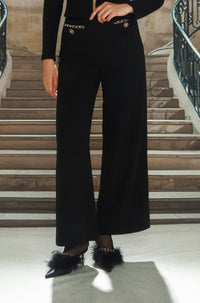 Black Chain Broad-legged Trousers