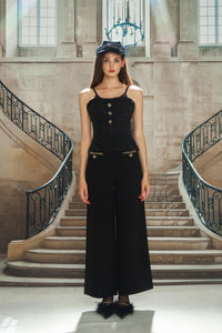 Black Chain Broad-legged Trousers