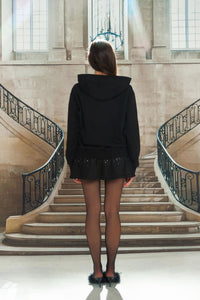 Black Glitter Hooded Sweatshirt & Skirt