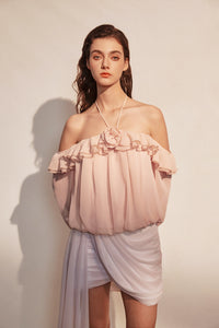 Pink Off-shoulder Tencel Top