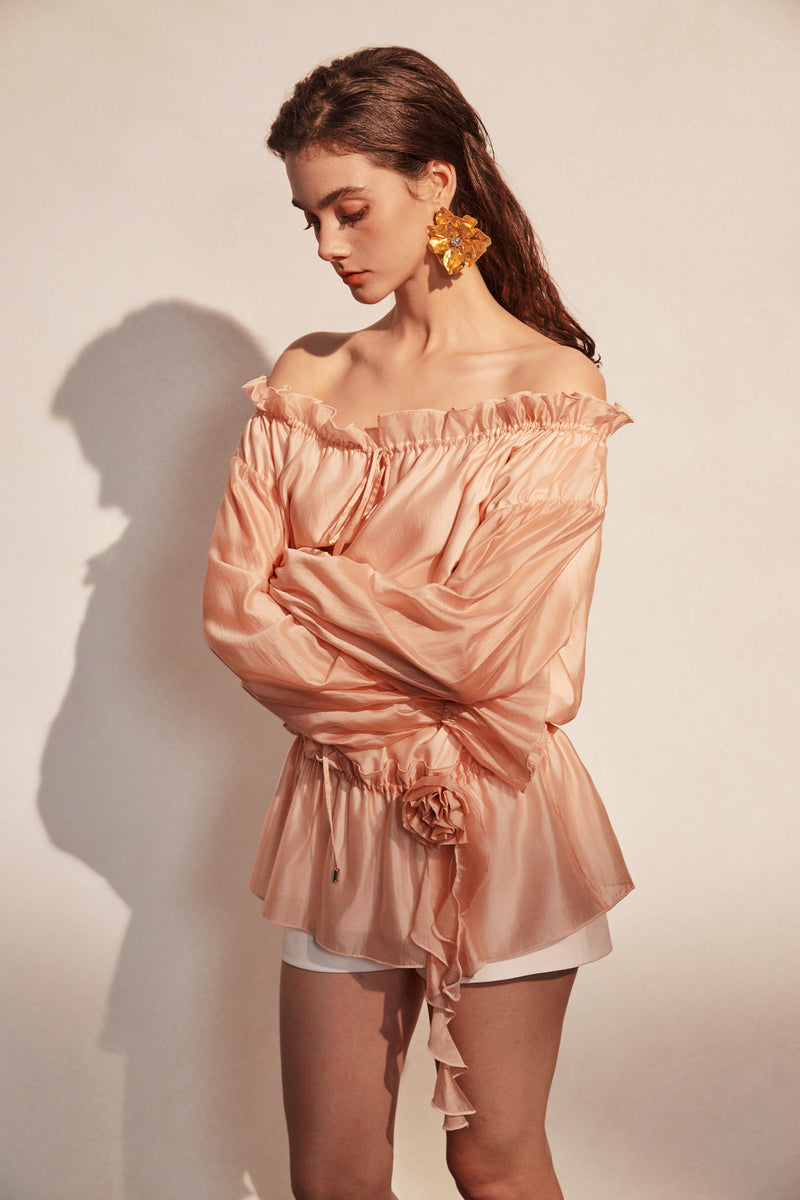 Pink Off-shoulder Shirt