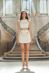 White Woven Halter Top & Skirt