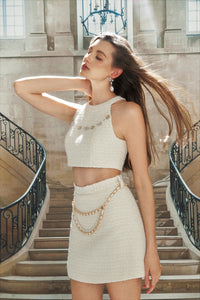 White Woven Halter Top & Skirt