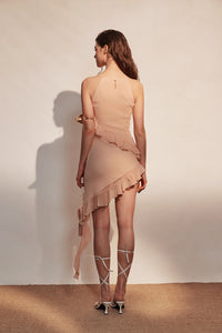 Pink Chiffon Halter Dress