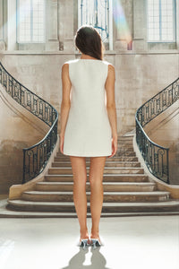 White Woven Gemstone Sleeveless Tank Dress