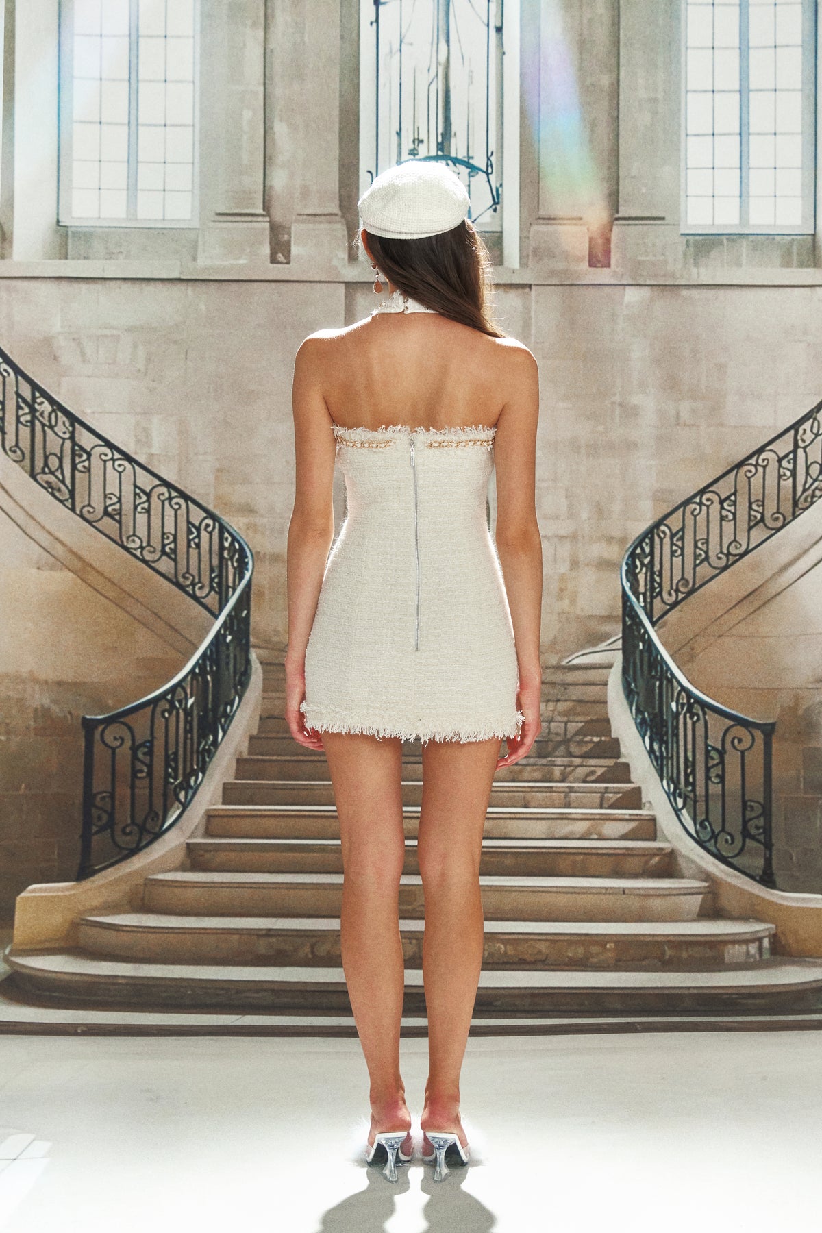 White Woven Halter Dress