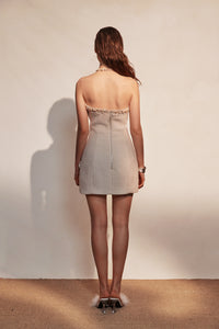 White Tweed Halter Dress