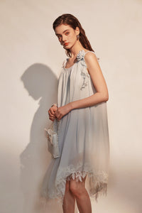 Blue Sleeveless Chiffon Dress