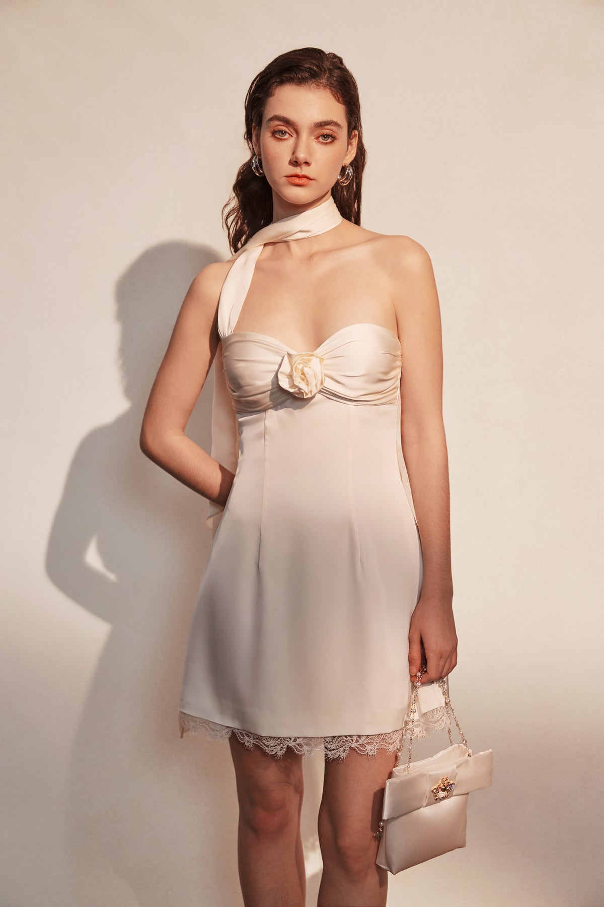 White Strapless Santin Dress