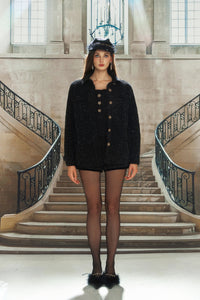 Black Woven Oversize Jacket