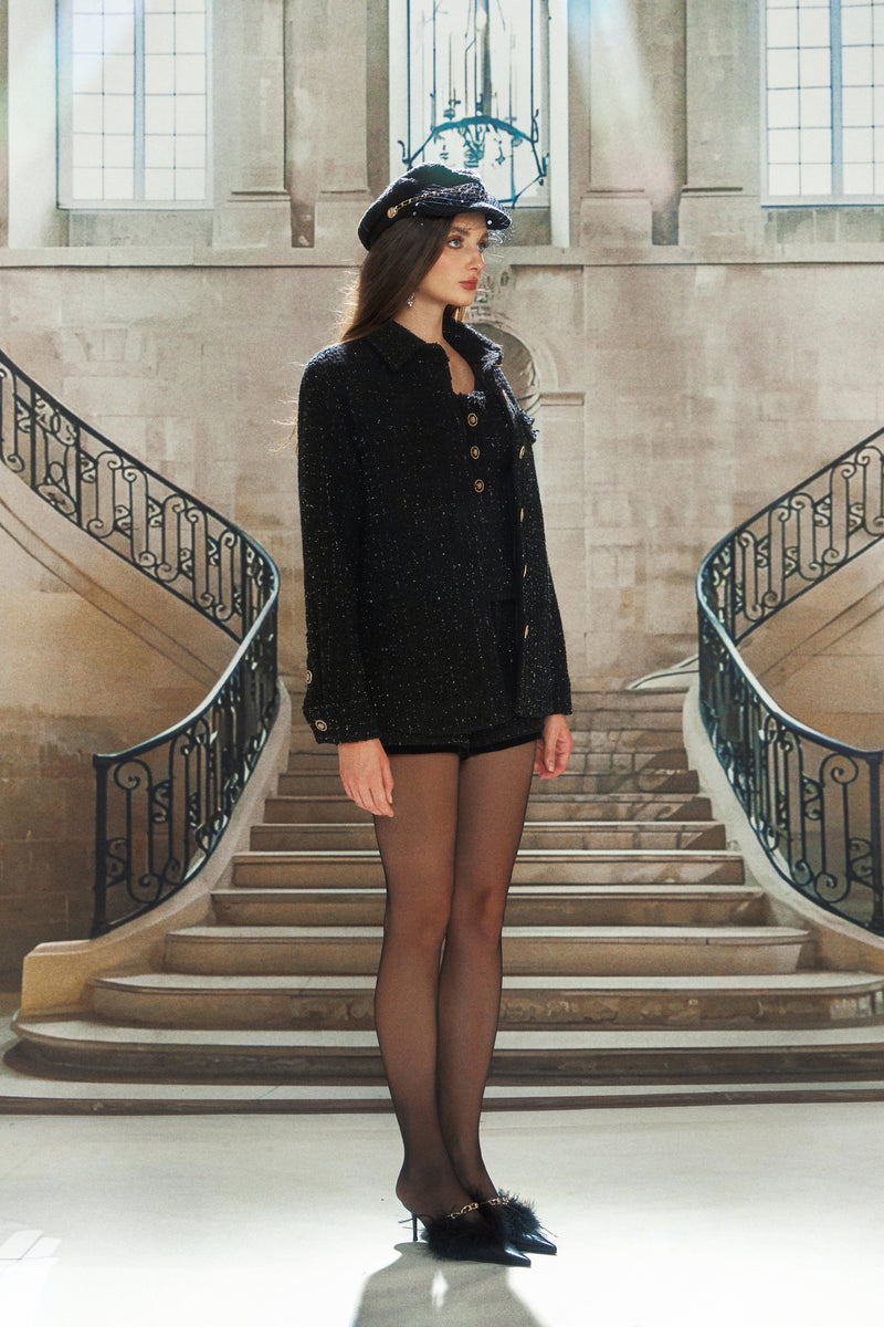 Black Woven Oversize Jacket