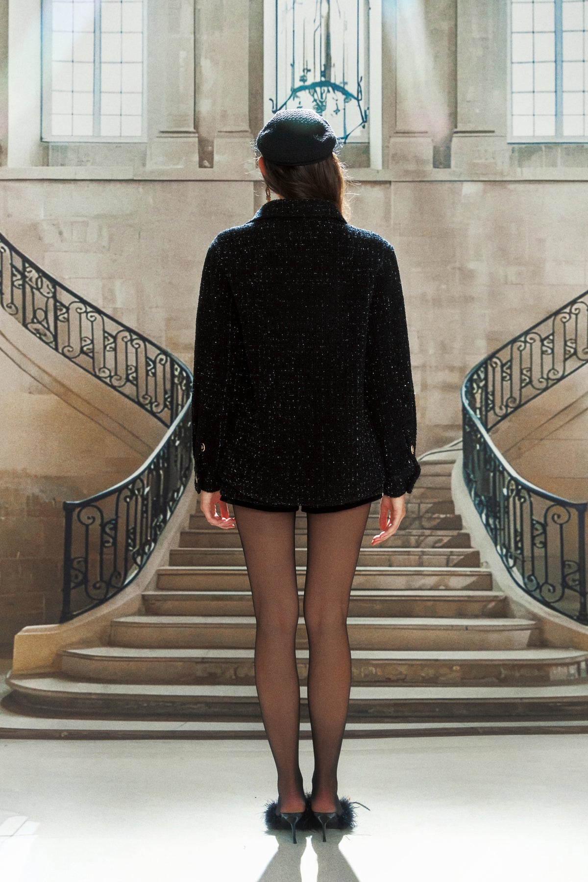 Black Woven Oversize Jacket