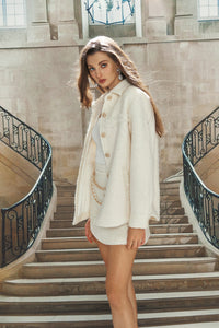 White Woven Oversize Jacket