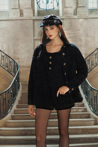 Black Woven Corsetry & Shorts