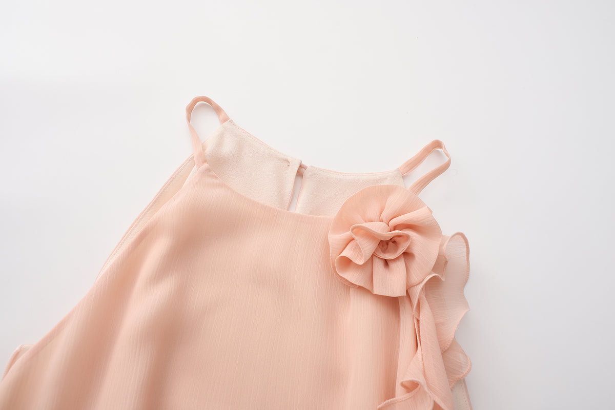 Pink Chiffon Halter Dress