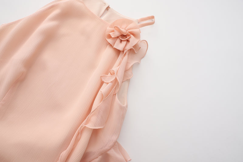 Pink Chiffon Halter Dress