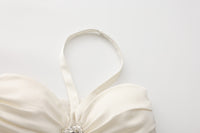 WHITE SANTIN HALTER DRESS