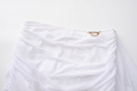 White Mesh Gathered Skirt