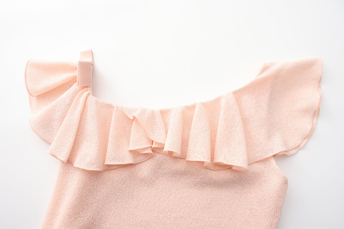 Pink Off-shoulder Bowknot Top