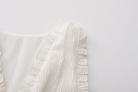 White Frills Ramie Top