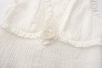 White Frills Ramie Top