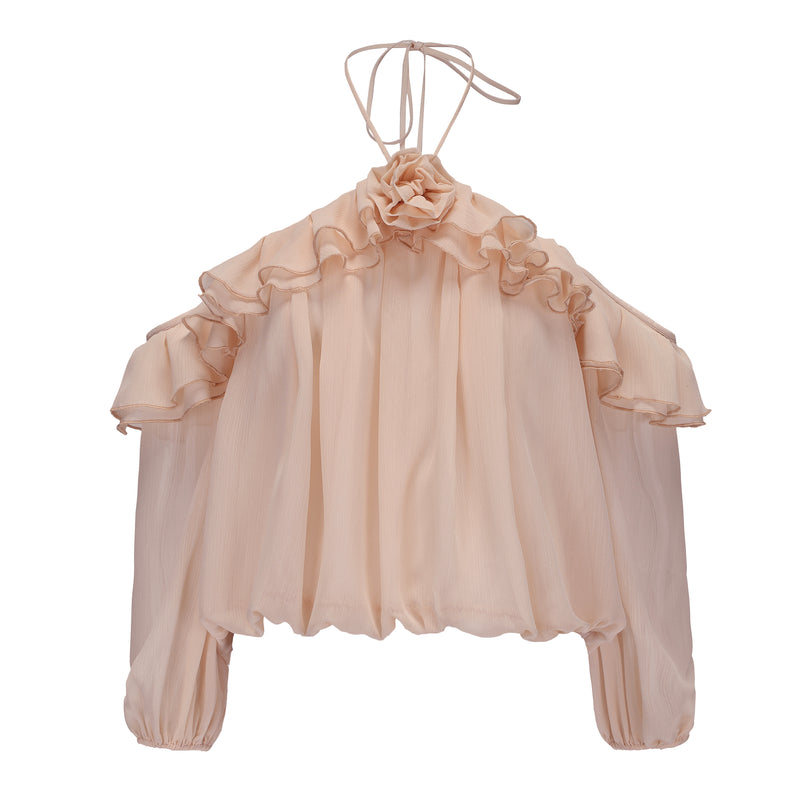 Pink Off-shoulder Tencel Top