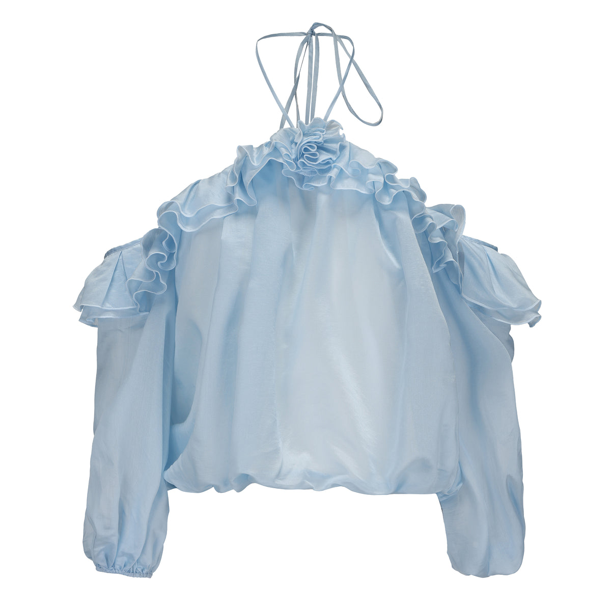 Blue Off-shoulder Tencel Top