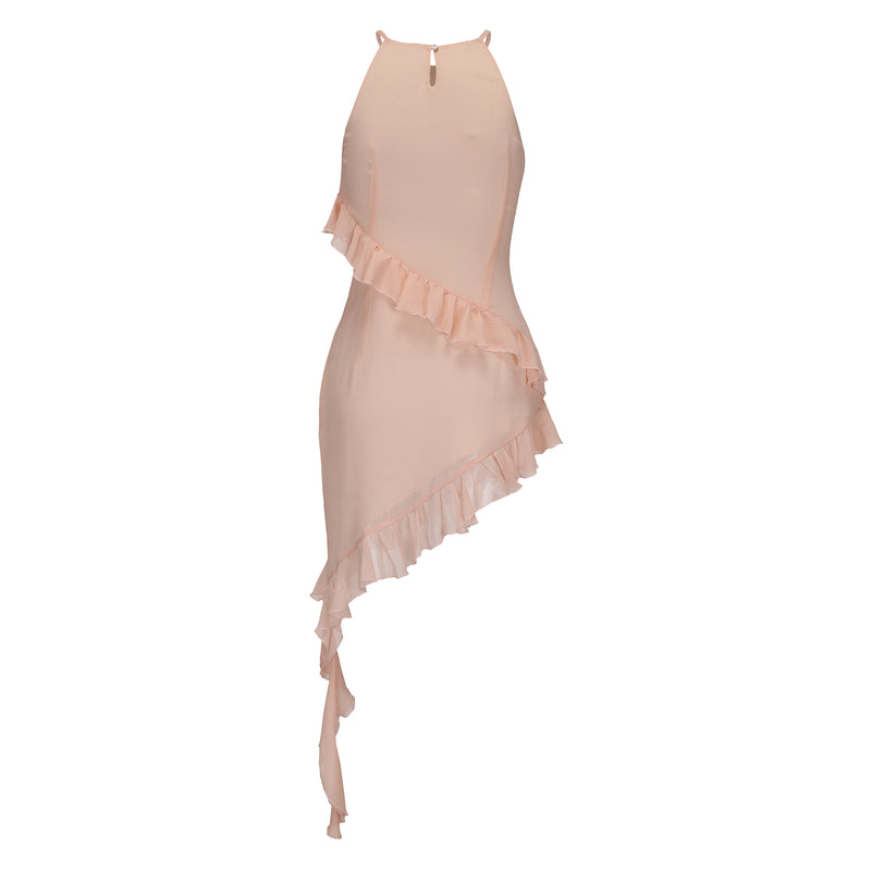 Pink Chiffon Halter Dress