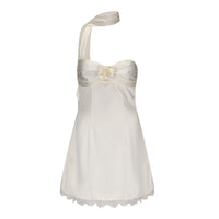 White Strapless Santin Dress