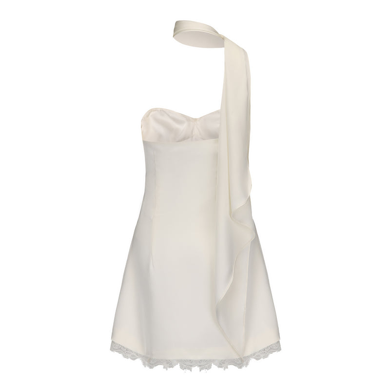 White Strapless Santin Dress