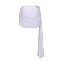 White Mesh Gathered Skirt