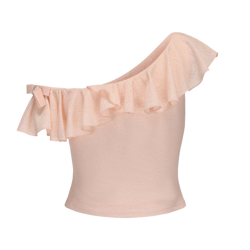 Pink Off-shoulder Bowknot Top