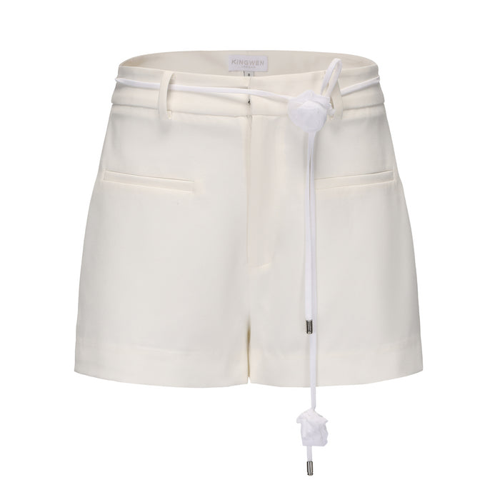 White Tencel Shorts