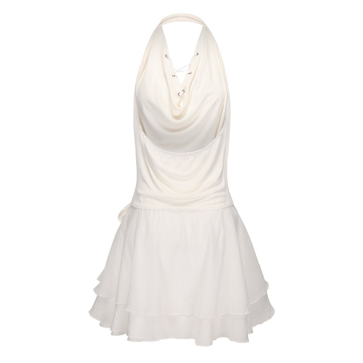 White Halter Petal Santin Dress