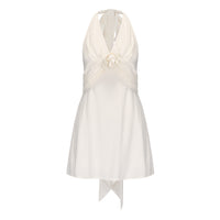 White Halter Santin Dress