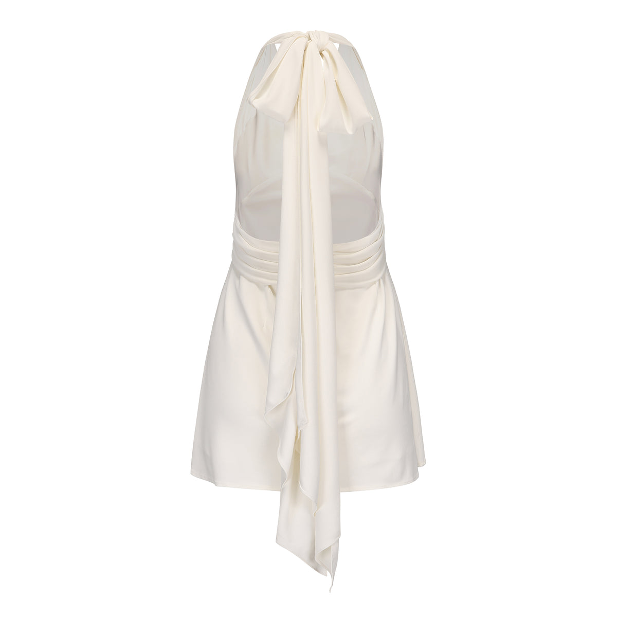 White Halter Santin Dress