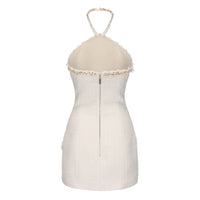 White Tweed Halter Dress