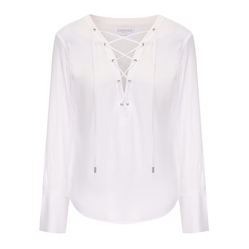 White V-neck Chiffon Shirt