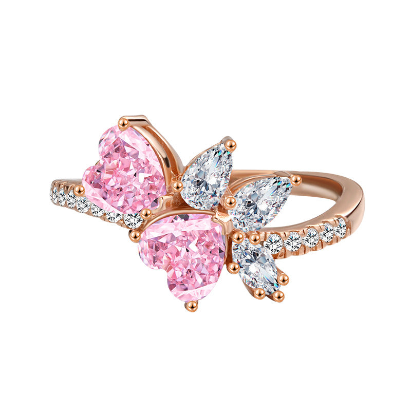 ROSE PINK HEART RING