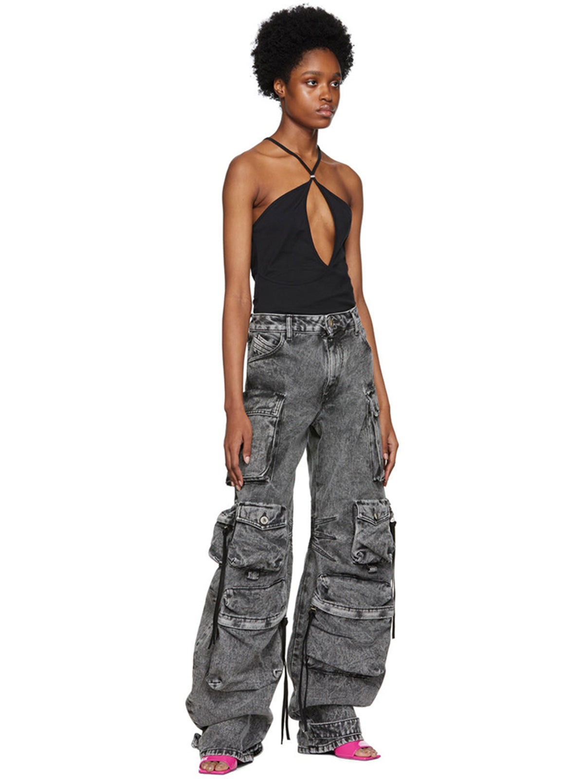 DENIM CARGO PANTS