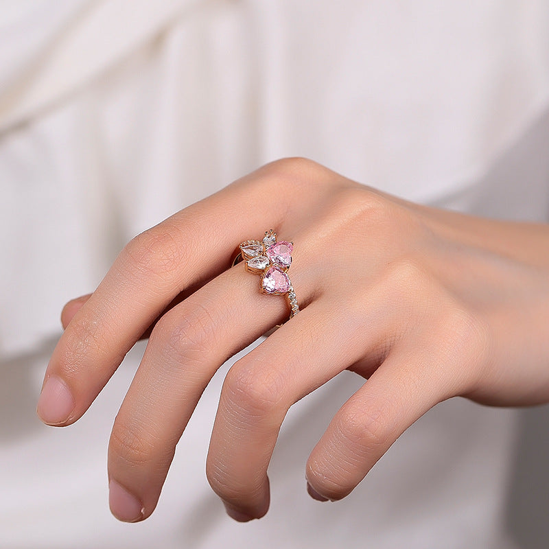 ROSE PINK HEART RING