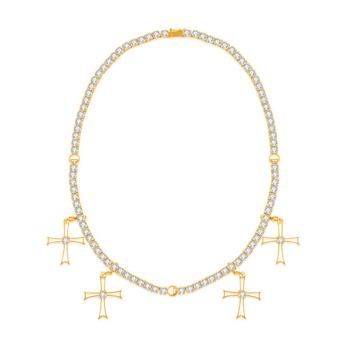 TENNIS CHAIN W/ CROSSES - GOLD