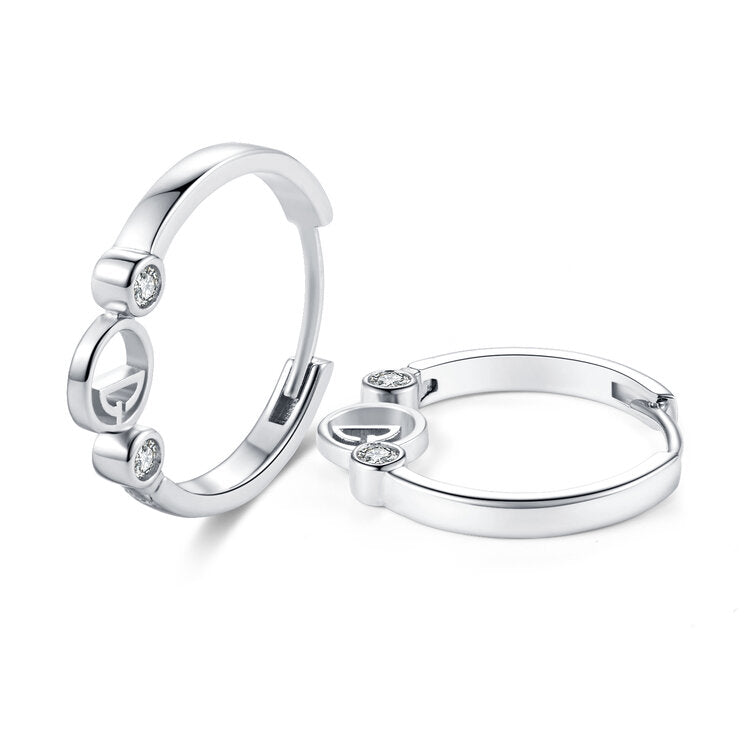 LOGO HOOP EARRING - WHITE GOLD