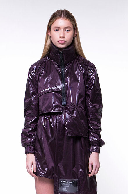 ASYMMETRIC JACKET IN PURPLE NYLON