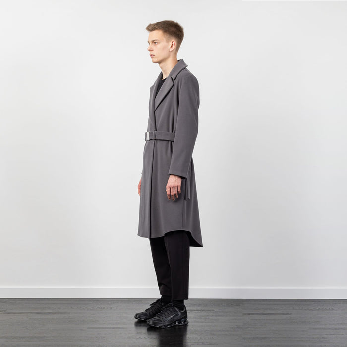 WOOL COAT WITH BUCKLE BELT GREY