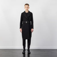 WOOL COAT WITH BUCKLE BELT BLACK